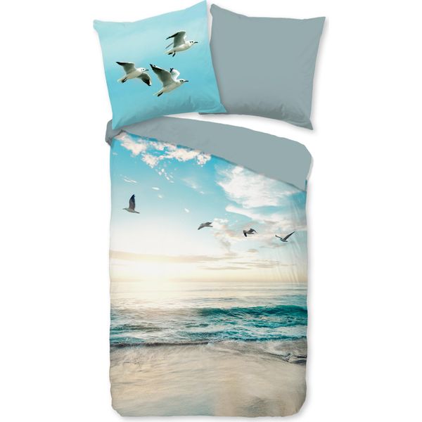 Biancheria Da Letto Good Morning Renforcé 200 X 200 Cm + 2- 80 X 80 Cm Brisa Spiaggia/Blu Mare-image
