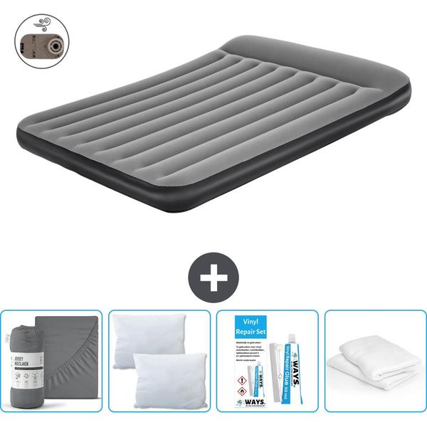 Materasso Gonfiabile Bestway - 2 Persone - 152 X 203 X 30 Cm - Grigio - Accessori Inclusi-image