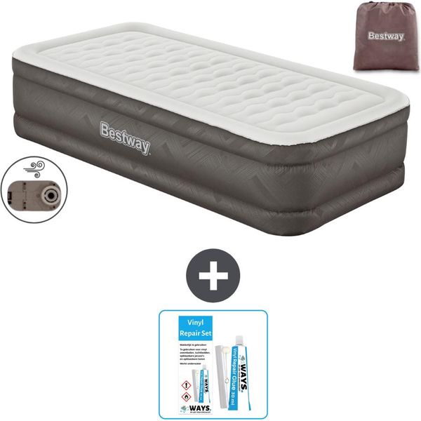 Materasso Gonfiabile Bestway - 1 Persona - 97 X 191 X 46 Cm - Marrone - Accessori Inclusi-image