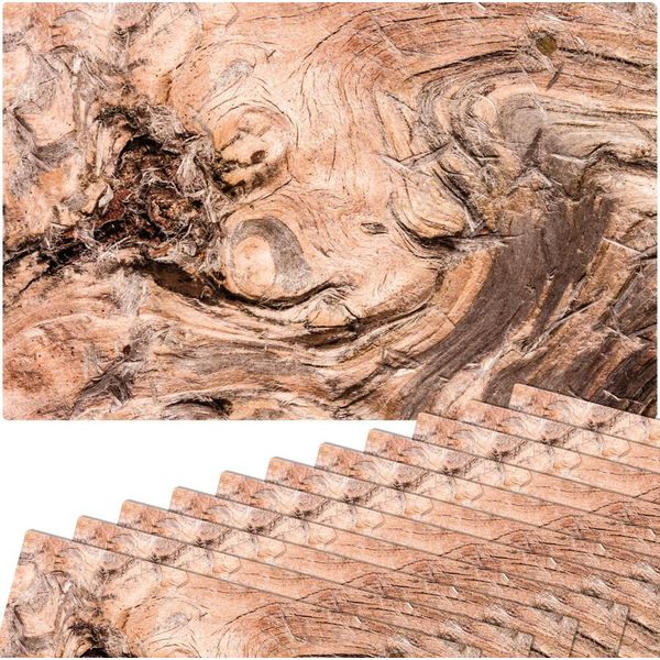 Set Di 12 Tovagliette Lavabili Con Struttura In Radica Effetto Legno-image