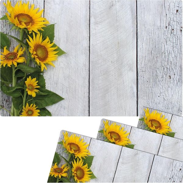 Set Di 4 Tovagliette Lavabili Effetto Legno Con Girasoli-image