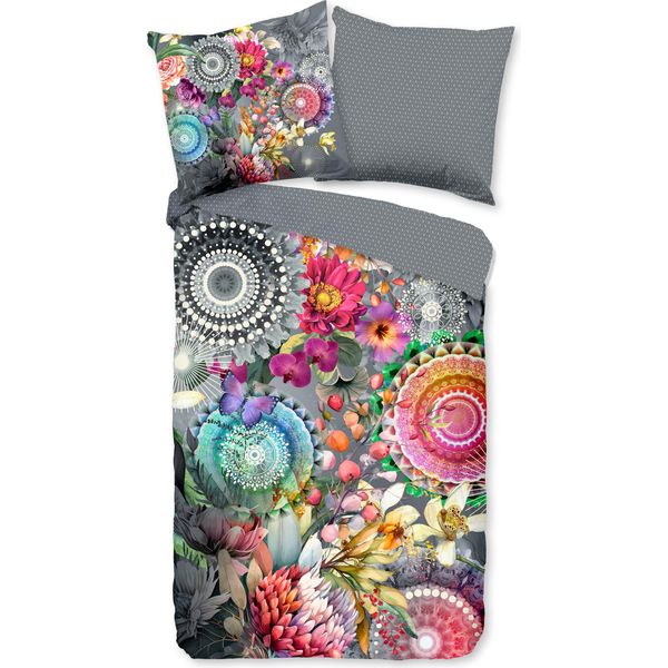 Hip Bettbezug "Mandala E Fiori"" - Grigio - (135X200 Cm) - Baumwolle Satin"-image