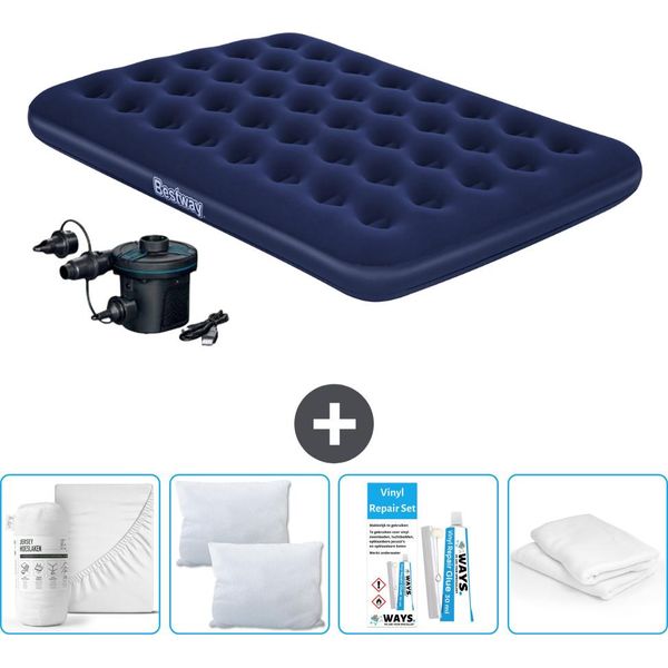 Materasso Gonfiabile Bestway - Letto Matrimoniale - 137 X 191 X 22 Cm - Blu - Accessori Inclusi-image