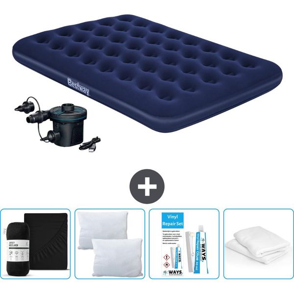 Materasso Gonfiabile Bestway - Letto Matrimoniale - 137 X 191 X 22 Cm - Blu - Accessori Inclusi-image