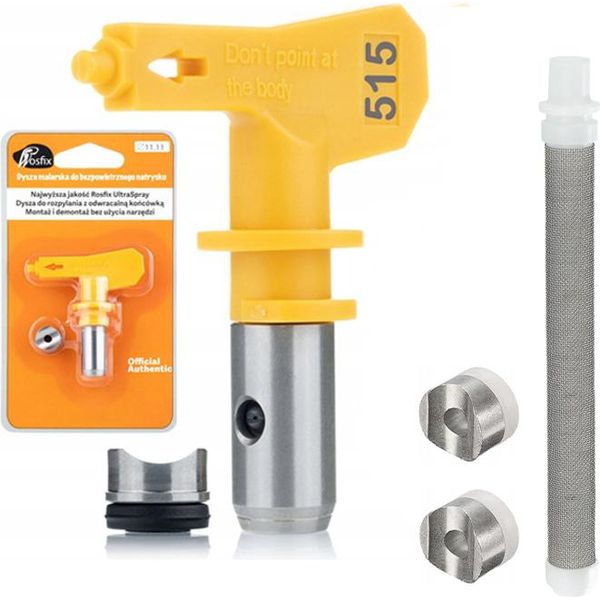 Rosfix Set Ultra Spray 515 – Ugello Per Verniciatura A Spruzzo, 2 Portaugelli, Filtro A 60 Maglie | Larghezza Spruzzo 25 Cm, 93, 5 Mm-image