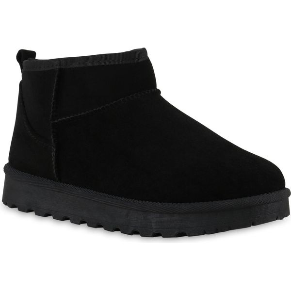 Van Hill Donna Stivali Invernali Foderati Caldi Stivaletti Scarpe Con Suola Battistrada 841491, Colore: Nero, Taglia: 37-image