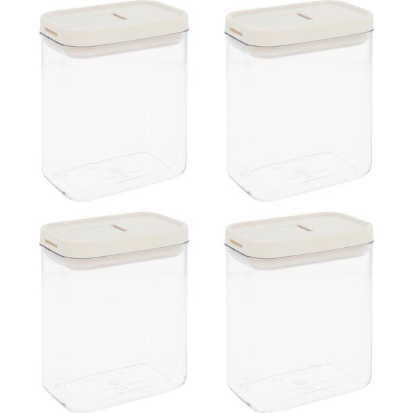 Barattoli Krumble - Set Di 4 - 1300 Ml - Barattoli Per La Conservazione - Barattoli Per La Conservazione - Coperchio Ermetico - Barattoli Per La Conservazione - Lavabili In Lavastoviglie - Plastica - Trasparente - Beige-image