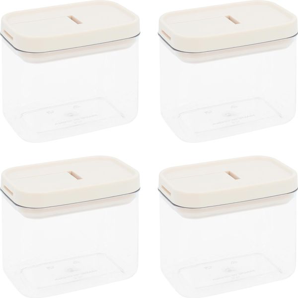 Barattoli Krumble - Set Di 4 - 500 Ml - Barattoli Per La Conservazione - Barattoli Per La Conservazione - Coperchio Ermetico - Barattoli Per La Conservazione - Lavabili In Lavastoviglie - Plastica - Trasparente - Beige-image