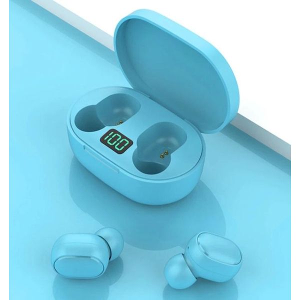Cuffie Wireless E6S Con Bluetooth 5.0 E Custodia Ricaricabile - Blu-image
