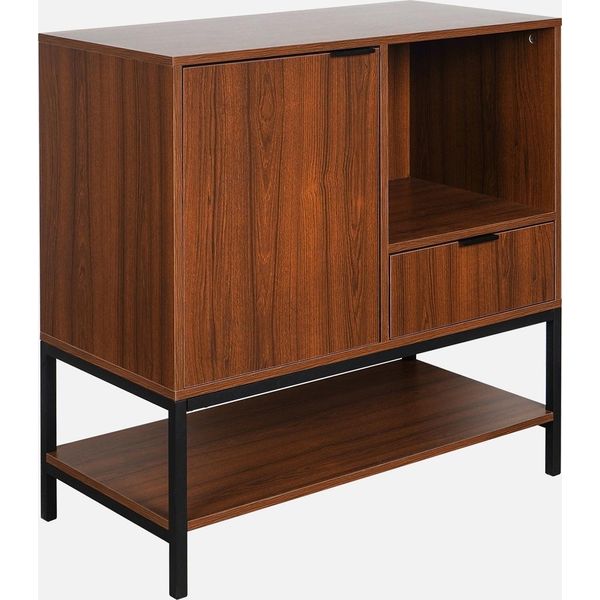 Credenza A 1 Anta In Legno Di Noce, 80Cm, Marrone-image