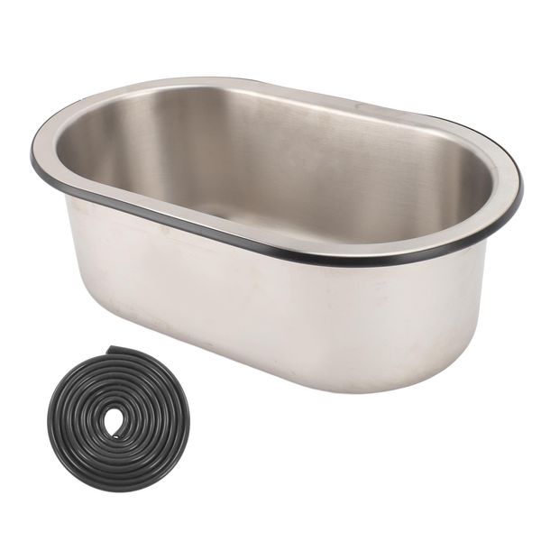 Lavello Da Bar In Acciaio Inox 304, Lavello Ovale Con Foro Di Scarico Da 40 Mm Per Barca, Roulotte, Camper, Camper, 34,3 X 20,3 X 13,2 Cm-image