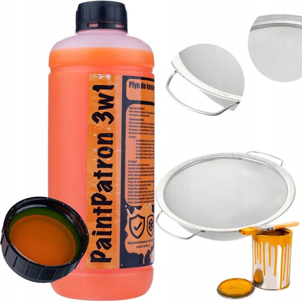 Rosfix Liquido Di Manutenzione E Pulizia Per Spruzzatore Di Vernice Paintpatron 3In1 1L + Setaccio Metallico Argentato Per Filtrare La Vernice-image