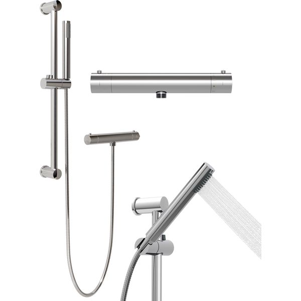 Granitan | Set Doccia Della - Argento/Cromo - Miscelatore Termostatico - Qualità Pregiata Dell'acciaio Inossidabile-image