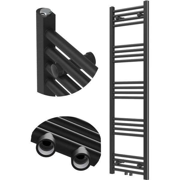 Granitan | Radiatore Da Bagno Raven - 140X40 Cm - Nero - Design Moderno - Funzionalità Ed Eleganza-image