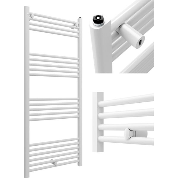 Granitan | Puerto Radiatore Da Bagno - 60/140 Cm - Bianco - Design Moderno - Scaldasalviette Con Cartuccia Riscaldante-image