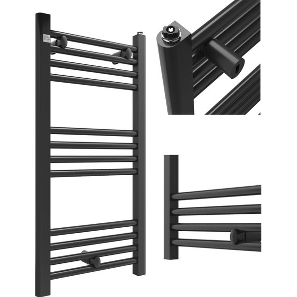 Radiatore Da Bagno Granitan | Puerto - 80/40 Cm - Nero - Design Moderno - Scaldasalviette - Minimalista-image