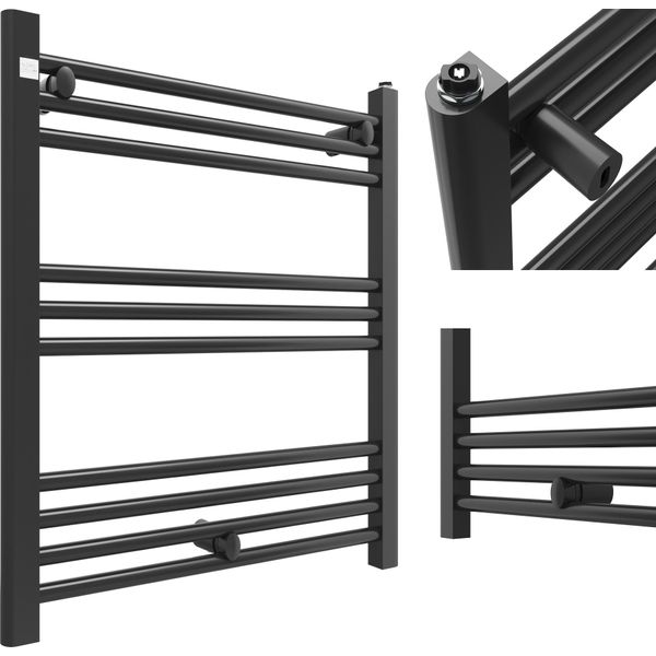 Radiatore Da Bagno Granitan | Puerto - 60X70 Cm - Nero - Design Moderno - Funzione Scaldasalviette-image