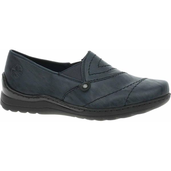 Rieker Donna Scarpa Slip-On Taglio Extra Largo E Con Soletta Morbida 48961, Misura:38 Eu, Colore:Blu-image