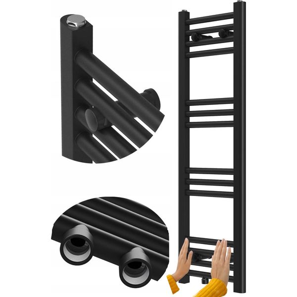 Granitan | Radiatore Bagno Raven - 100X30 Cm - Nero - Design Moderno - Funzionalità Ed Eleganza-image