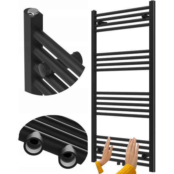 Granitan | Radiatore Da Bagno Raven - 120X60 Cm - Nero - Design Moderno - Funzionalità Ed Eleganza-image