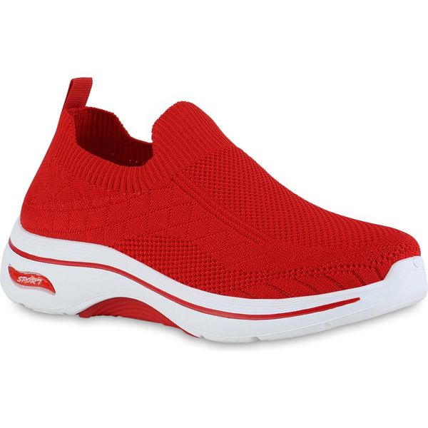 Van Hill Scarpe Sportive Da Donna Slip On Scarpe Sportive In Maglia Con Suola Profilata 841625, Colore: Rosso, Taglia: 36-image