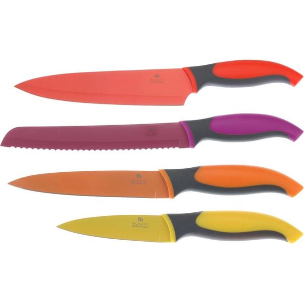 Excellent Houseware - Set Di Coltelli Wild Color Da 4 Pezzi, Acciaio Inossidabile, Multicolore-image