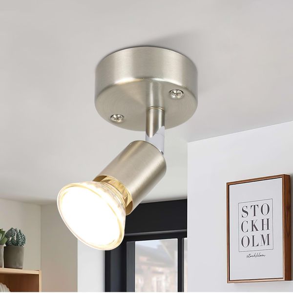 Zmh Faretto A Soffitto Led Faretto A Soffitto Orientabile GU10 Faretto A Soffitto 1 Fiamma Luci A Parete Bagno Lampada A Soffitto Cucine Corridoio Camera Da Letto Lampadine Incluse-image
