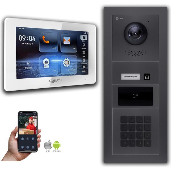 Videocitofono Ip Goliath Con Telecamera 7 Pollici Codice Numerico Rfid Antracite : 7 Pollici In Bianco : Scatola Da Incasso : 1 Monitor Quantità: 1 Monitor Colore: 7 Pollici In Bianco Montaggio: Scatola Da Incasso-image