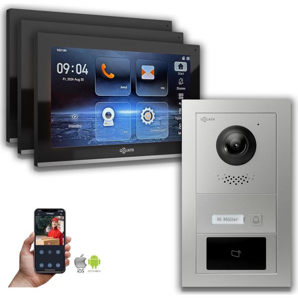 Videocitofono Ip Goliath Con Telecamera Da 10 Pollici Rfid Argento : 10 Pollici In Nero : Scatola Da Incasso : 3 Monitor Numero: 3 Monitor Colore: 10 Pollici In Nero Montaggio: Scatola Da Incasso-image