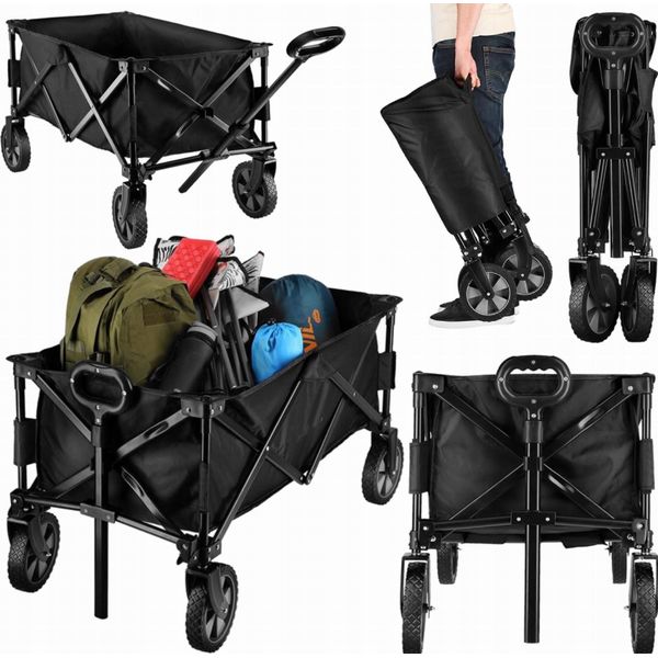 Geko | Carrello Pieghevole, 127L, 100Kg, 106X50X85, Per Spiaggia Campeggio Shopping, Pieghevole, Carrello Da Giardino, Carrello A Mano, Carrello Da Trasporto, Carrello Da Spiaggia-image