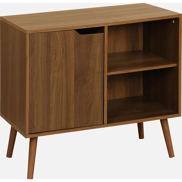 Credenza Effetto Noce 1 Anta, 2 Ripiani, 80Cm, Marrone-image