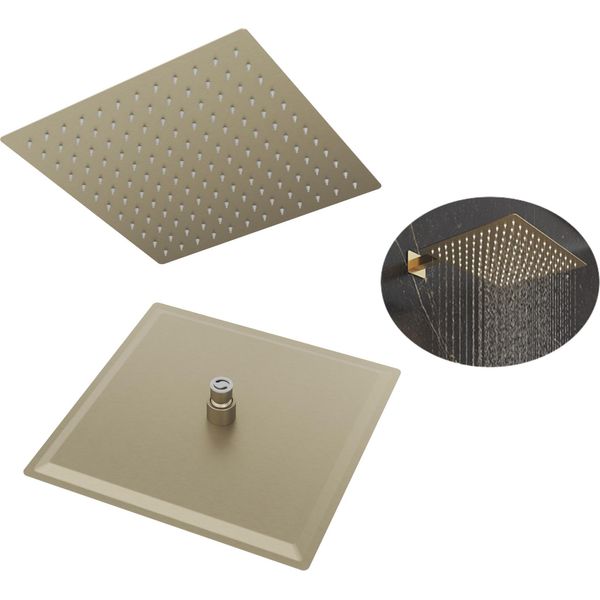 Granitan | Soffione A Pioggia Quadrato - 30X30 Cm - Oro Spazzolato - Design Elegante - Sistema Anticalcare-image