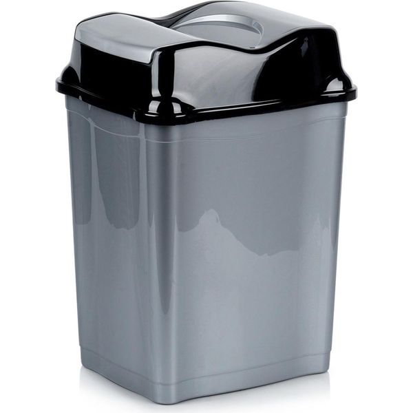 Orion | Cestino Per Rifiuti 28 L - Grigio - Plastica Robusta - Con Pratico Coperchio A Cerniera - Ideale Per Cucina E Bagno-image