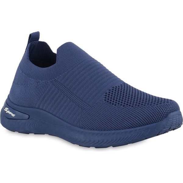 Van Hill Scarpe Sportive Da Donna Slip On Scarpe Sportive In Maglia Con Suola Profilata 841703, Colore: Blu, Taglia: 37-image