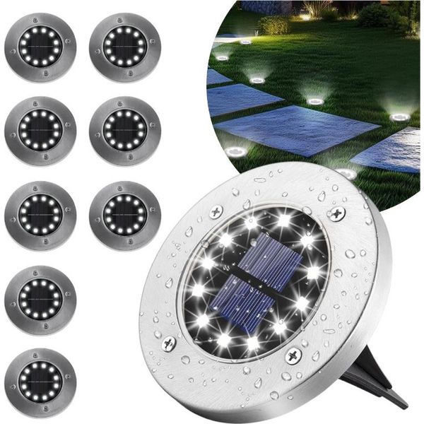 Blixtar 8X Luce Da Giardino A Energia Solare 12 Led, Luce Di Ingresso A Terra Impermeabile-image