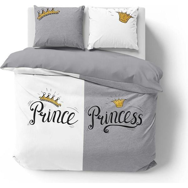 Detexpol Biancheria Da Letto In Cotone 160X200 Prince Princess Grigio Bianco 4110 A 2 Federe 70X80 Olanda 129-image