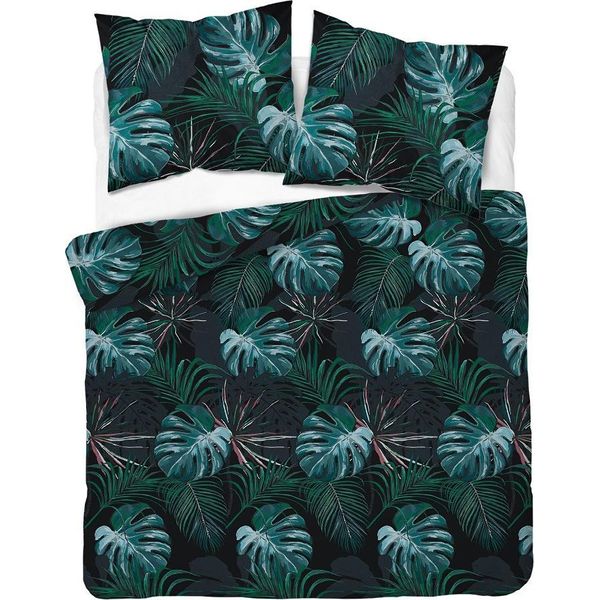 Detexpol Biancheria Da Letto In Raso 220X200 Nero Foglie Turchesi 4680 B Home Satin 40-image