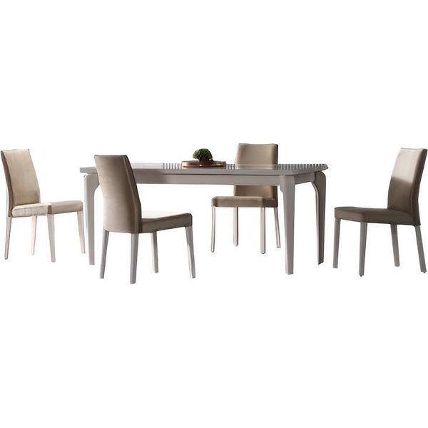 Set Sala Da Pranzo Tavolo 4X Sedie Tavolo Gruppi Da Pranzo Beige Acciaio Inox 5 Pezzi Mobili-image