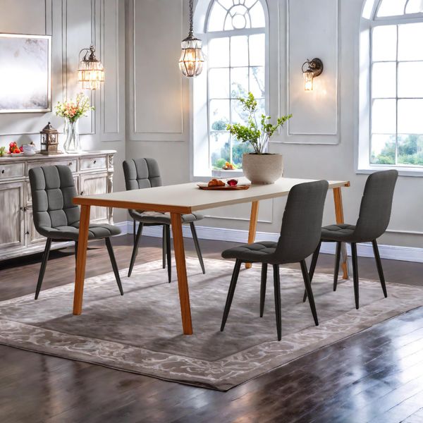 Unboxg Set Di 4 Sedie Da Pranzo Con Schienale, Sedia Da Cucina Con Rivestimento In Velluto, Sedia In Metallo Imbottita, Sedia Ergonomica Per Tavolo Da Pranzo, Sala Da Pranzo Cucina Soggiorno, Grigio Scuro-image