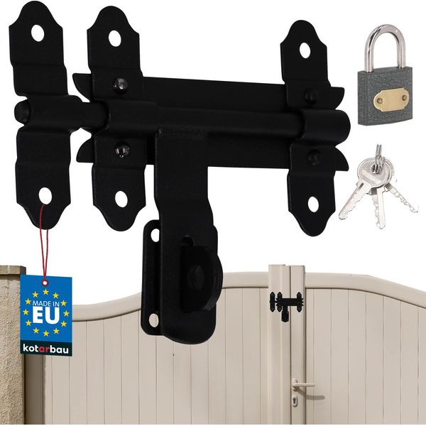 Kotarbau® Catenaccio Con Lucchetto 150 Mm Catenaccio Per Porta Da Garage Catenaccio In Acciaio Verniciato A Polvere Catenaccio Per Cancello Da Giardino Serratura Catenaccio Piastra Di Riscontro Catenaccio Cerniere Cancello Scorrevole Catenaccio Catenaccio Catenaccio-image