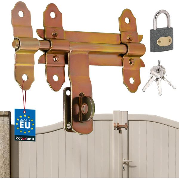 Kotarbau® Catenaccio Con Lucchetto 150 Mm Catenaccio Per Porta Da Garage Catenaccio In Acciaio Zincato Catenaccio Per Cancello Da Giardino Serratura Catenaccio Piastra Di Riscontro Catenaccio Cerniere Per Cancello Catenaccio Scorrevole Catenaccio Catenaccio-image