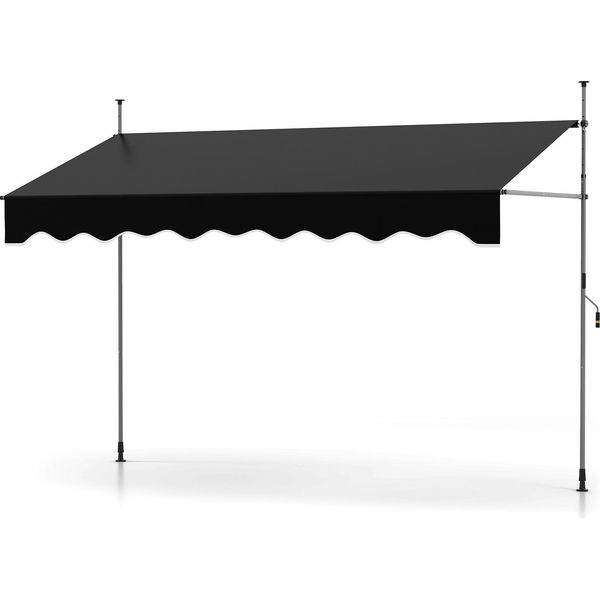 Tenda Da Sole A Morsetto Costway Larga 300 Cm, Tenda Da Sole Per Balconi Senza Foratura Con Manovella, Regolabile In Altezza E Resistente Ai Raggi Uv, Tenda Da Sole Con Protezione Solare Nera-image