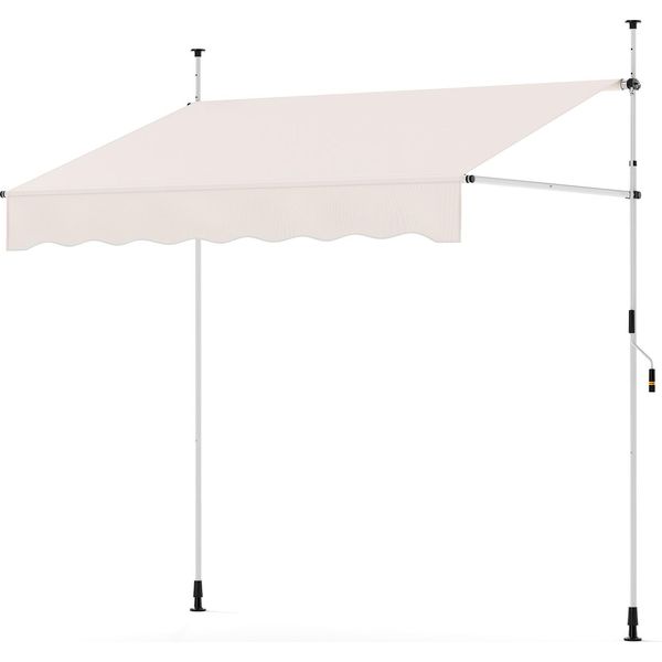 Tenda Da Sole A Morsetto Costway Larga 200 Cm, Tenda Da Sole Per Balconi Senza Foratura Con Manovella, Regolabile In Altezza E Resistente Ai Raggi Uv, Tenda Da Sole A Protezione Solare Bianca-image