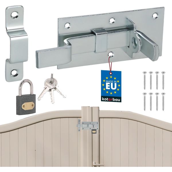 Kotarbau® Bullone Di Bloccaggio Universale Bullone In Acciaio Con Lucchetto 60 X 130 Mm Bullone Curvo Per Porte Cancello Giardino Bullone Bullone Cancello Giardino Chiavistello Porta Bullone Scorrevole Bloccabile-image