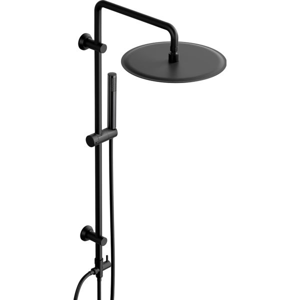Joho Colonna Doccia Acciaio Inox Senza Miscelatore, Set Doccia Con Asta Doccia 92 Cm, Saliscendi Doccia Con Soffione Pioggia Rotondo D30Cm Nero-image