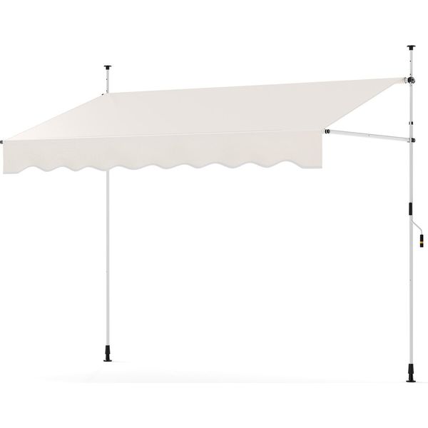 Tenda Da Sole A Morsetto Costway Larga 250 Cm, Tenda Da Sole Per Balconi Senza Foratura Con Manovella, Regolabile In Altezza E Resistente Ai Raggi Uv, Tenda Da Sole A Protezione Solare Bianca-image