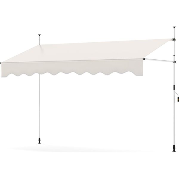 Tenda Da Sole A Morsetto Costway Larga 300 Cm, Tenda Da Sole Per Balconi Senza Foratura Con Manovella, Regolabile In Altezza E Resistente Ai Raggi Uv, Tenda Da Sole A Protezione Solare Bianca-image