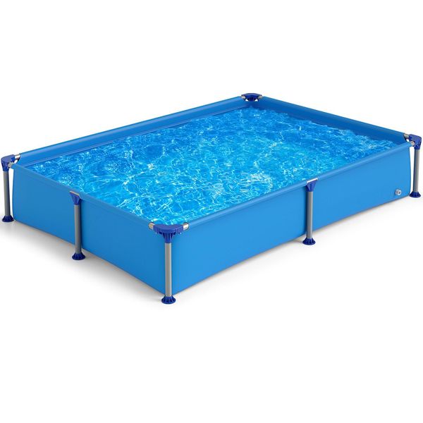 Costway Piscina Per Bambini, Piscina Rettangolare Fuori Terra, Piscina, Piscina Per Giardino, 228 X 159 X 42 Cm-image