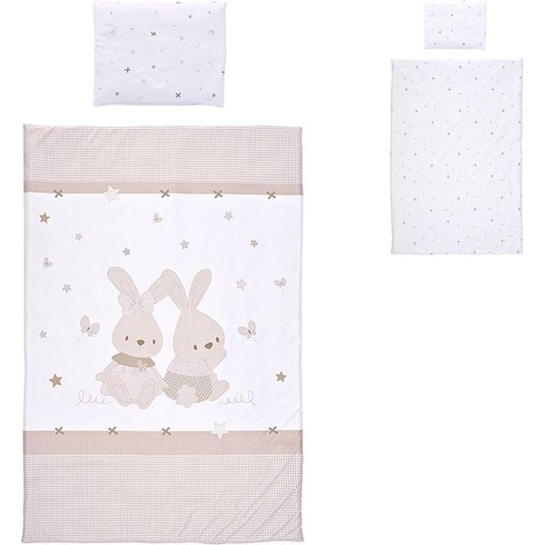 Lorelli Biancheria Da Letto Per Bambini 3 Pezzi, Piumino 140 X 95 Cuscino 43 X 35 Lenzuolo 150 X 100 Rosa Marrone Bianco-image