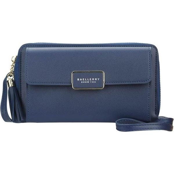 Borsa A Tracolla Da Donna Yixuan, Portafoglio Per Cellulare, Con Cerniera, Slot Per Carte, Tracolla Regolabile, Per Telefoni Cellulari Di Grandi Dimensioni - Blu-image